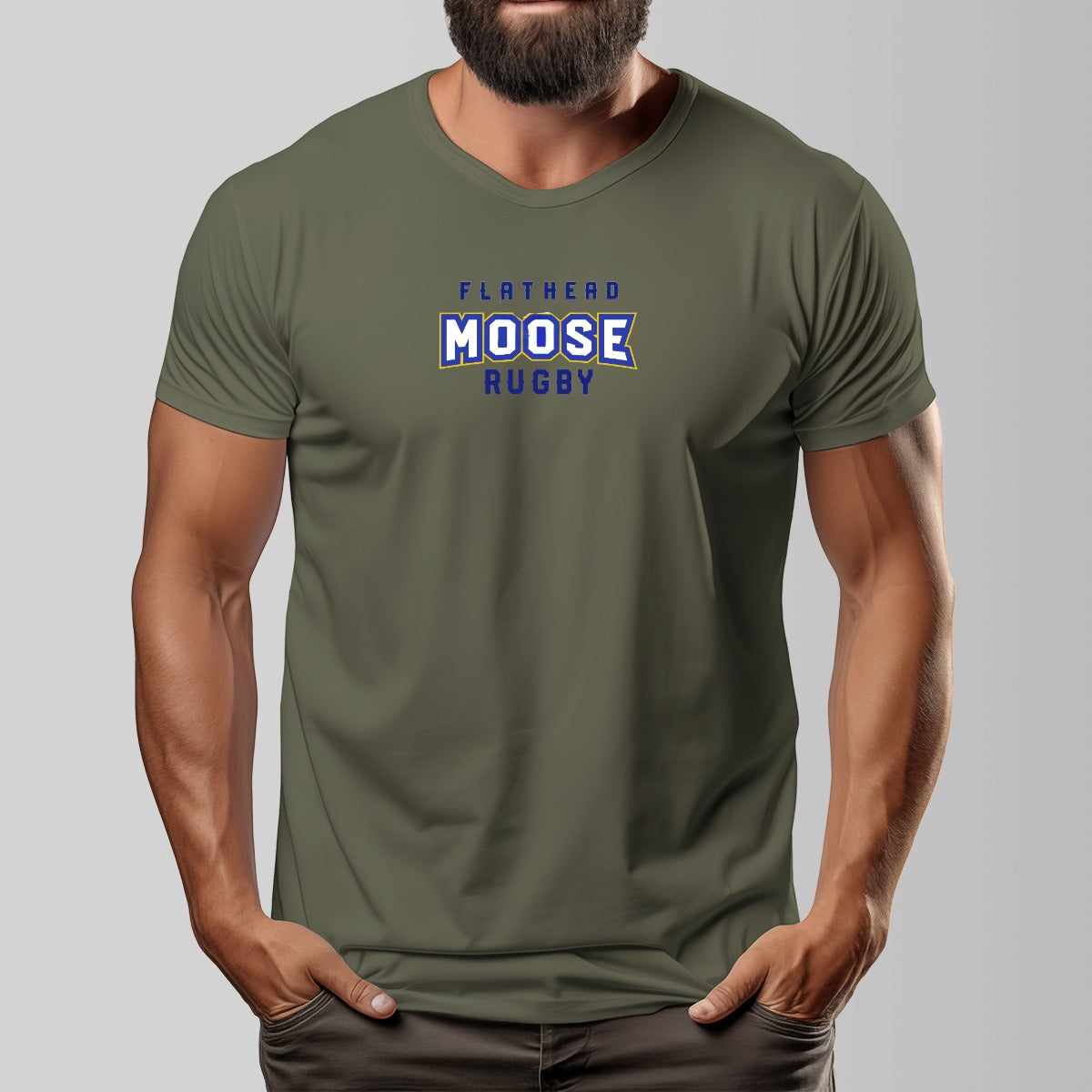 Flathead Moose Rugby Unisex O-neck Short Sleeve T-shirt | 180GSM Cotton (DTF)