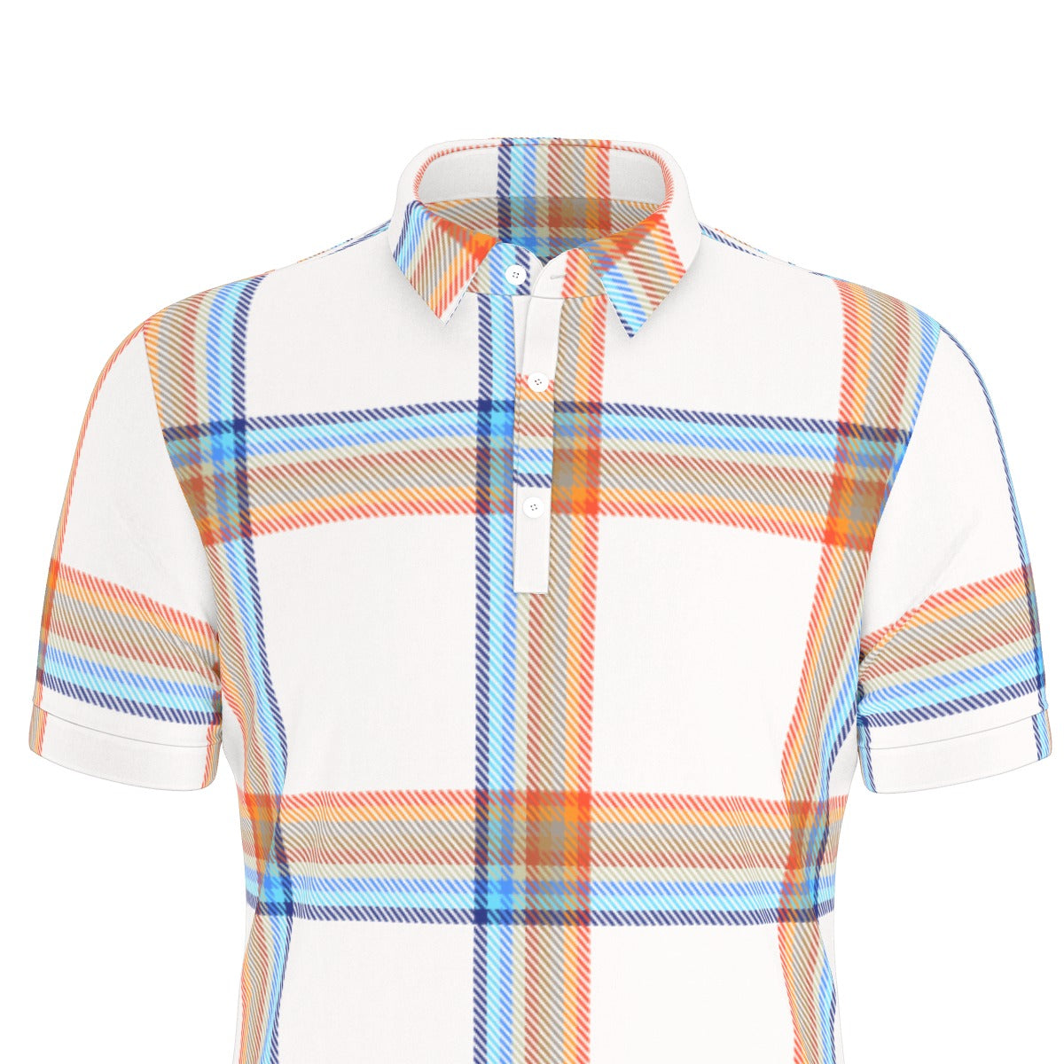 90's Fad Plaid Stretch Polo Shirt