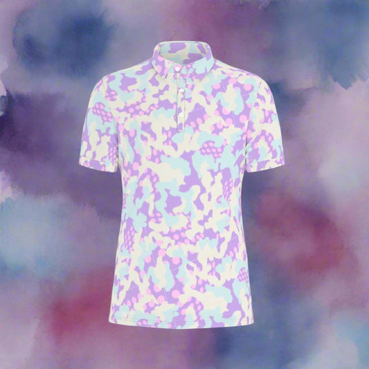 Lavender Haze Camouflage Stretch Polo Shirt