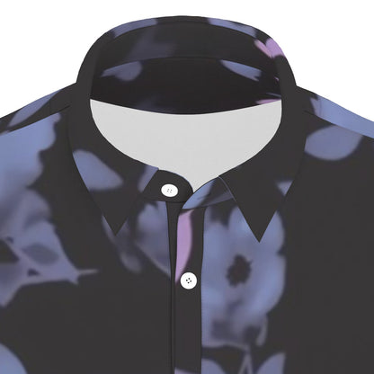 Black Light Blossom Stretch Polo Shirt