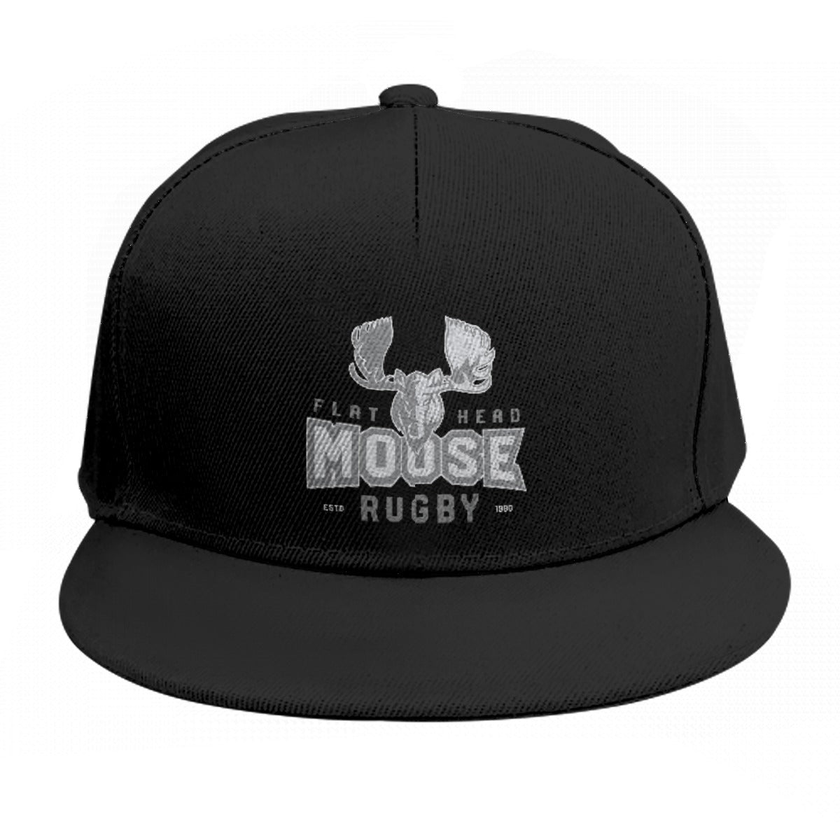 Moose Rugby Flat Brim Baseball Cap - Stylish Rugby Headwear