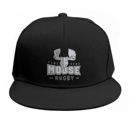 Moose Rugby Flat Brim Baseball Cap - Stylish Rugby Headwear