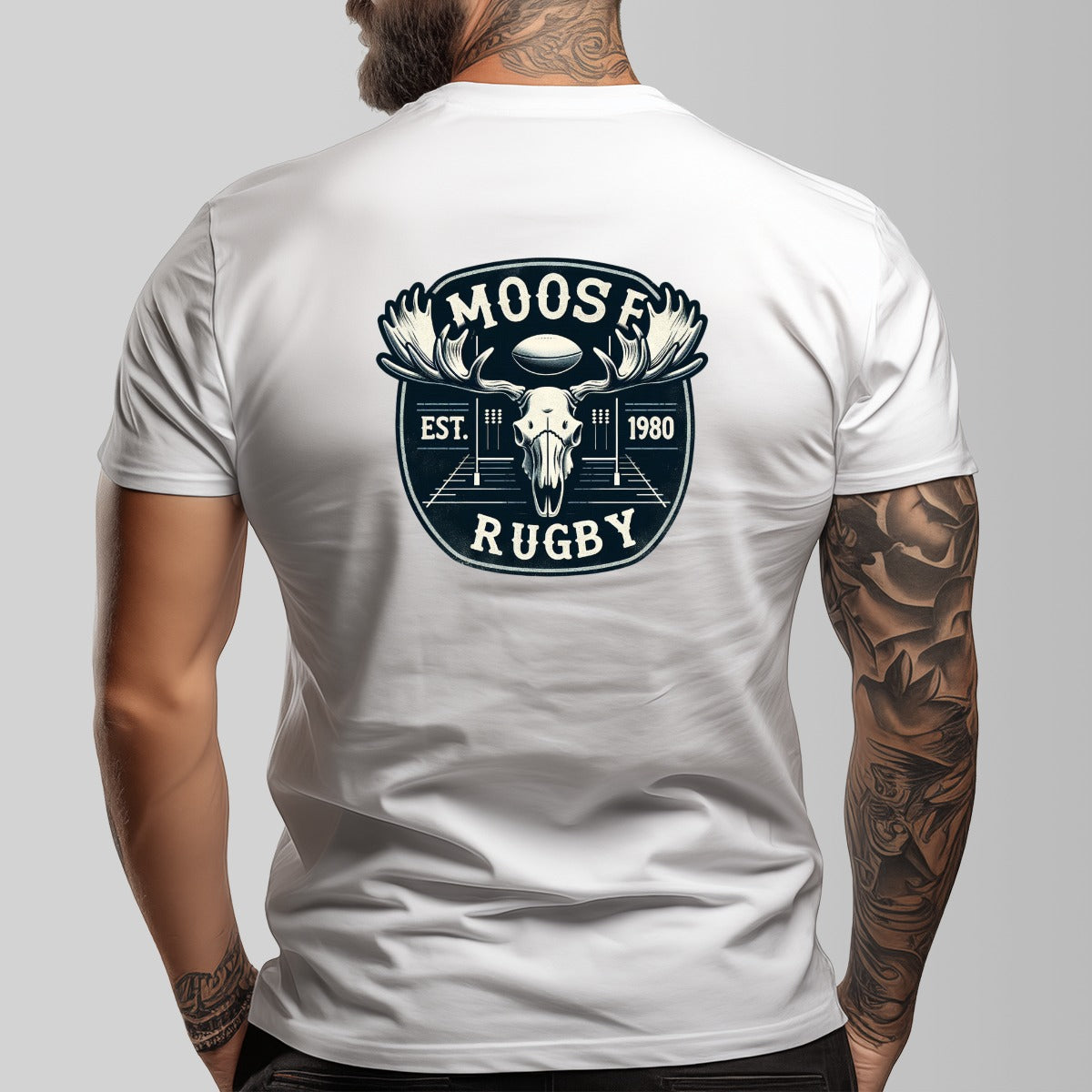 Vintage Moose Rugby Unisex O-neck Short Sleeve T-shirt | 180GSM Cotton