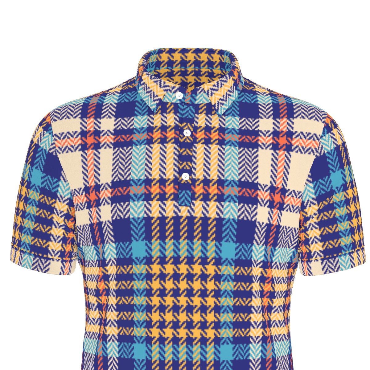 Vibrant Tartan Fusion Stretch Polo Shirt