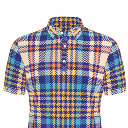 Vibrant Tartan Fusion Stretch Polo Shirt