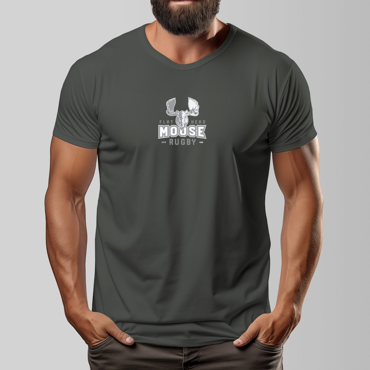 Vintage Moose Rugby Unisex O-neck Short Sleeve T-shirt | 180GSM Cotton