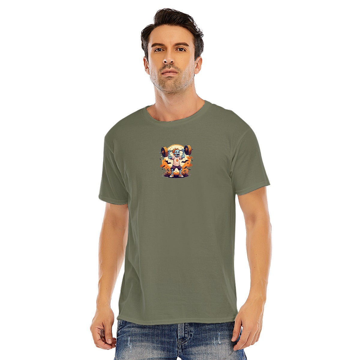 Customizable Fitness Halloween Graphic Unisex O-neck Short Sleeve T-shirt | 180GSM Cotton (DTF)