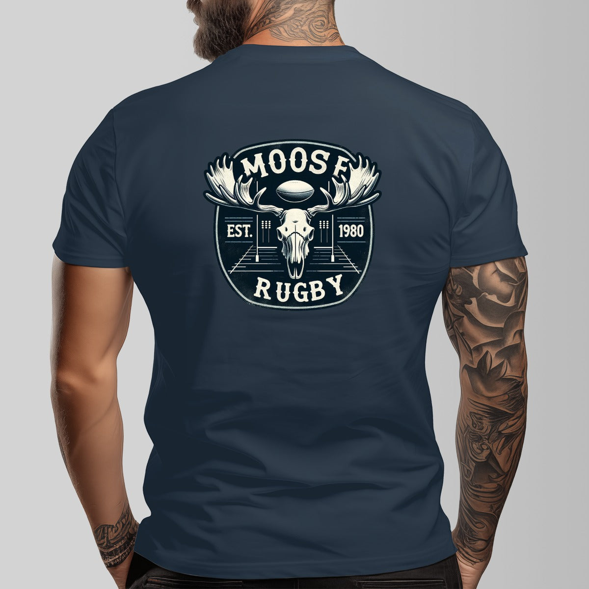 Vintage Moose Rugby Unisex O-neck Short Sleeve T-shirt | 180GSM Cotton