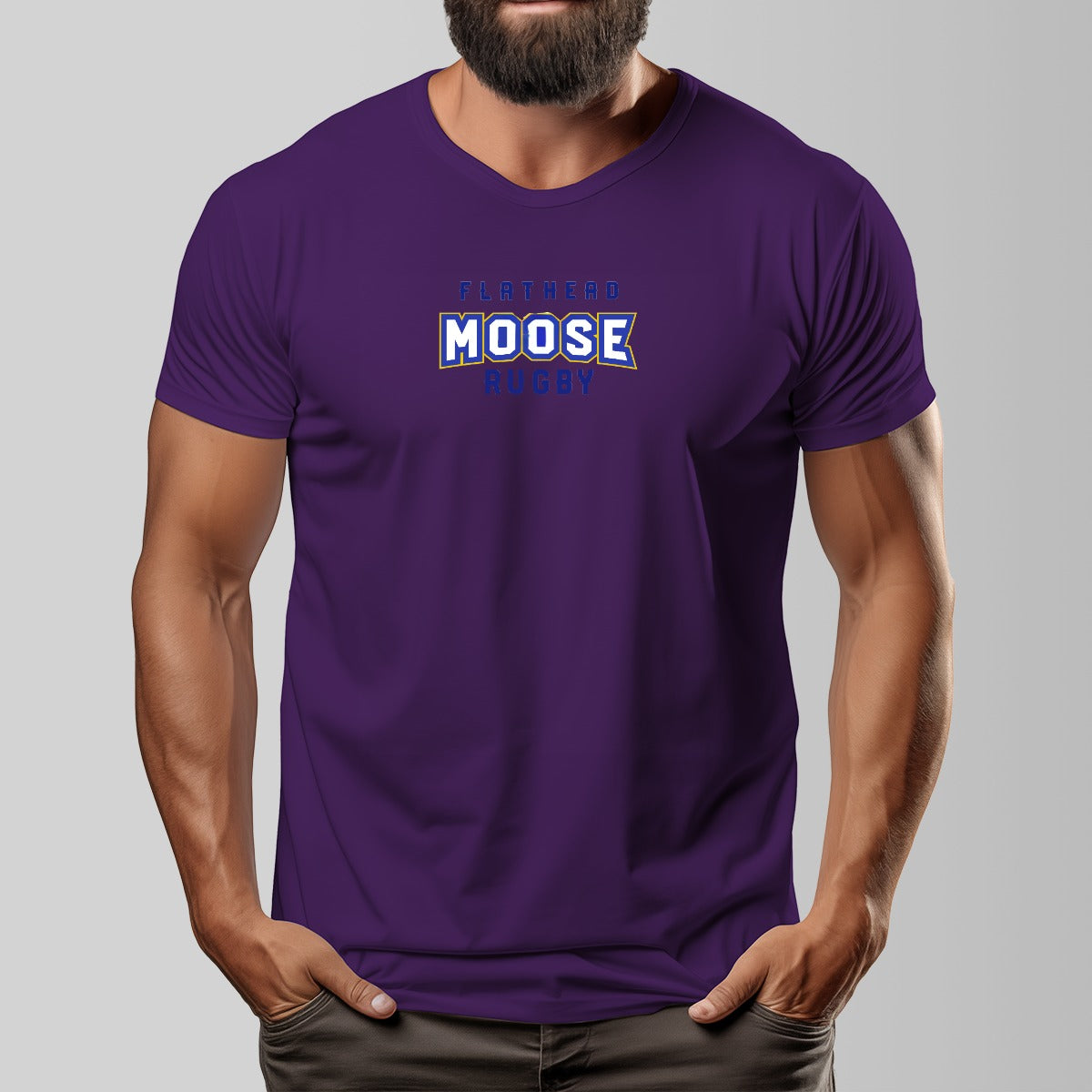 Flathead Moose Rugby Unisex O-neck Short Sleeve T-shirt | 180GSM Cotton (DTF)