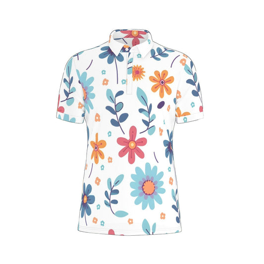 Colorful Floral Stretch Polo Shirt