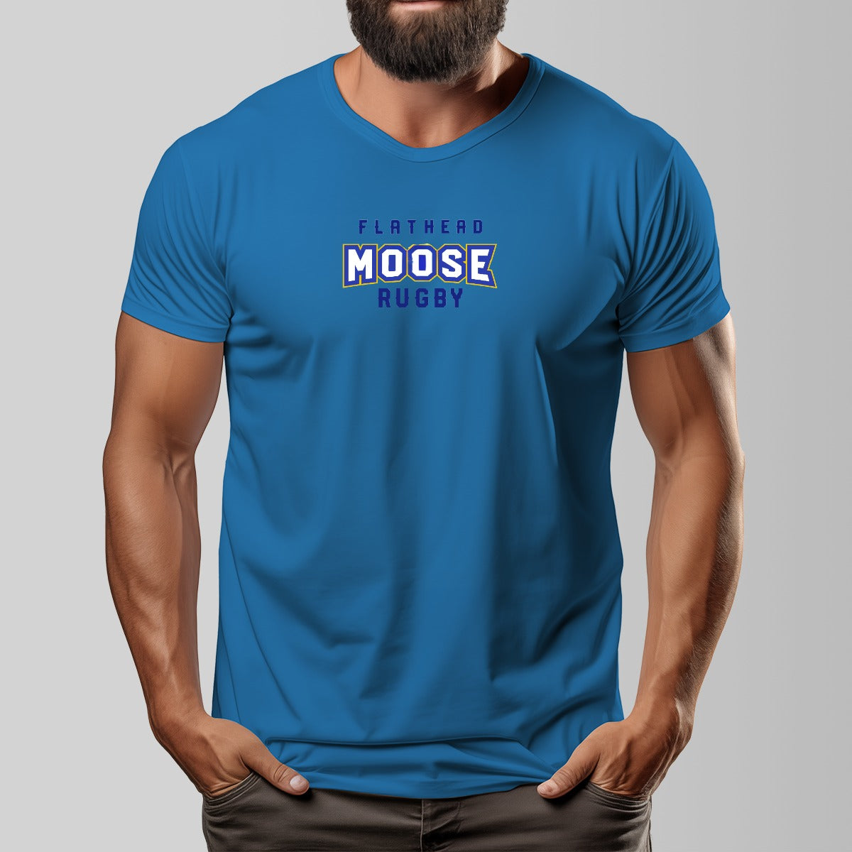 Flathead Moose Rugby Unisex O-neck Short Sleeve T-shirt | 180GSM Cotton (DTF)
