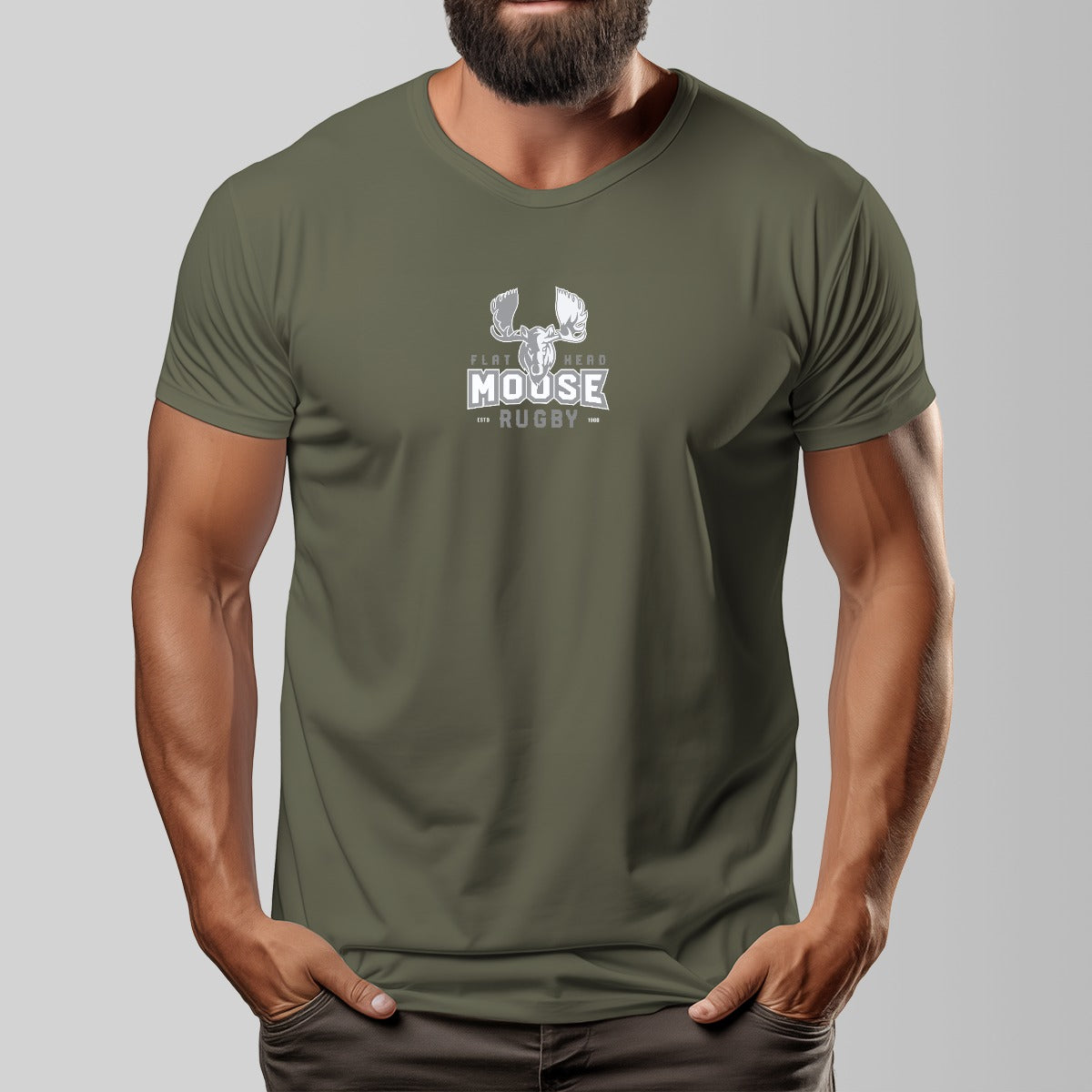 Vintage Moose Rugby Unisex O-neck Short Sleeve T-shirt | 180GSM Cotton