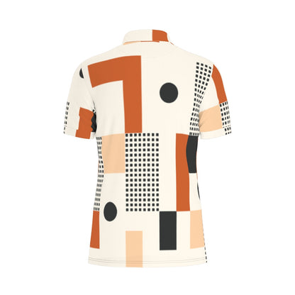Geometric Art Polo Shirt: A vibrant, modern design inspired by geometric patterns.