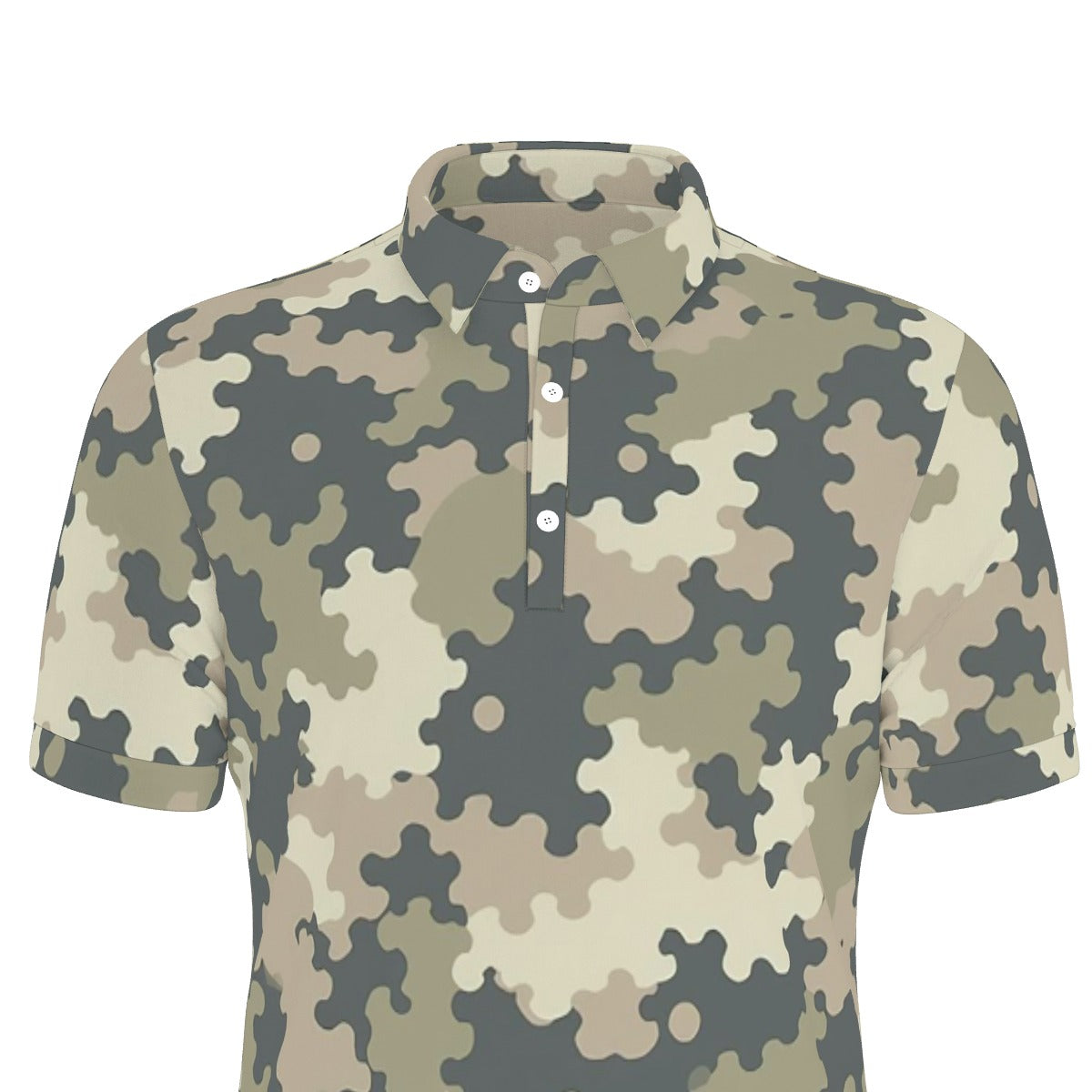 Puzzle Camo Men's Stretch Polo Shirt