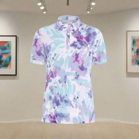 Painterly Petals Stretch Polo Shirt