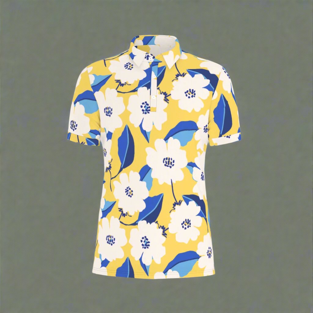 Sunny Blooms Stretch Polo Shirt