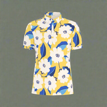 Sunny Blooms Stretch Polo Shirt