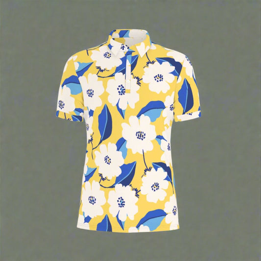 Sunny Blooms Stretch Polo Shirt