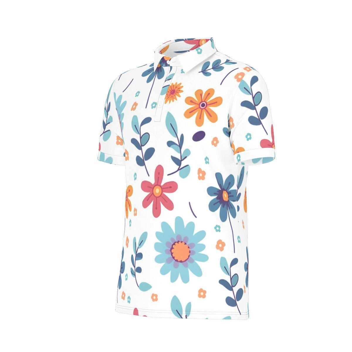 Colorful Floral Stretch Polo Shirt