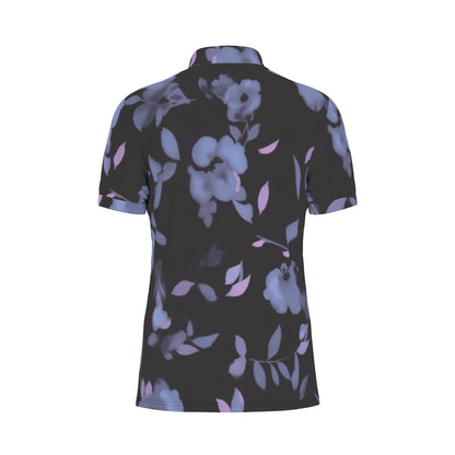 Black Light Blossom Stretch Polo Shirt