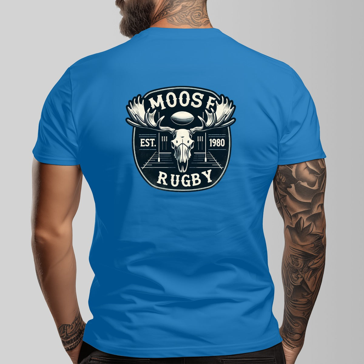 Vintage Moose Rugby Unisex O-neck Short Sleeve T-shirt | 180GSM Cotton