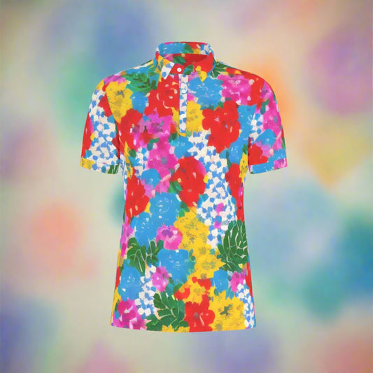 Summer Garden Party Stretch Polo Shirt