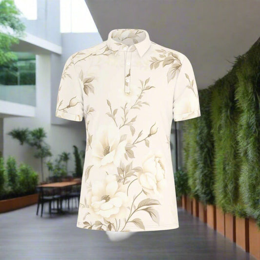 Serene Flora Stretch Polo Shirt