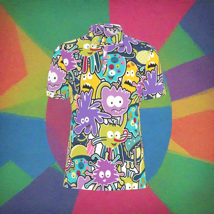 Vibrant Doodle Stretch Polo Shirt