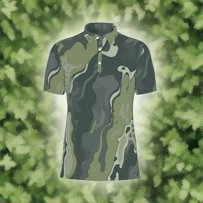 Forest Stealth Camouflage Stretch Polo Shirt