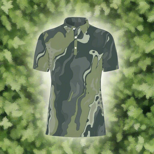 Forest Stealth Camouflage Stretch Polo Shirt